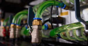 Close up,View,Of,Modern,Server,Hardware,With,Liquid,Cooling,Pipes