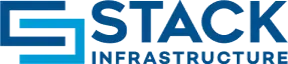 Logo for STACK Infrastructure showing a modern, stylized blue S on the left and the words STACK Infrastructure in bold blue letters on the right, conveying expertise in data center infrastructure management and advanced colocation solutions.